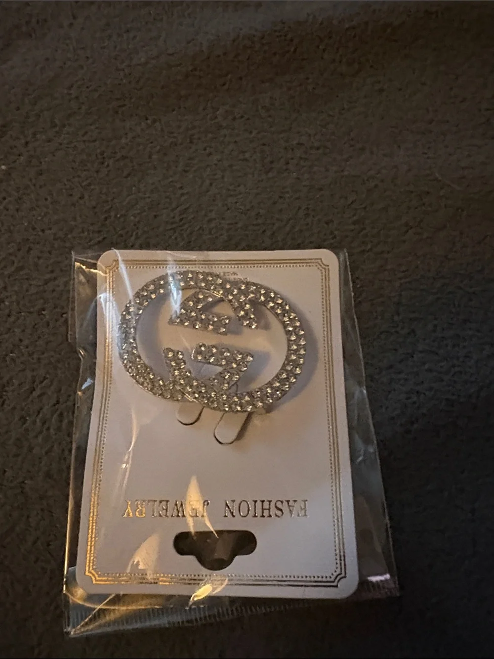 Fashion Jewelry Silver Rhinestone Interlocking Circle Brooch